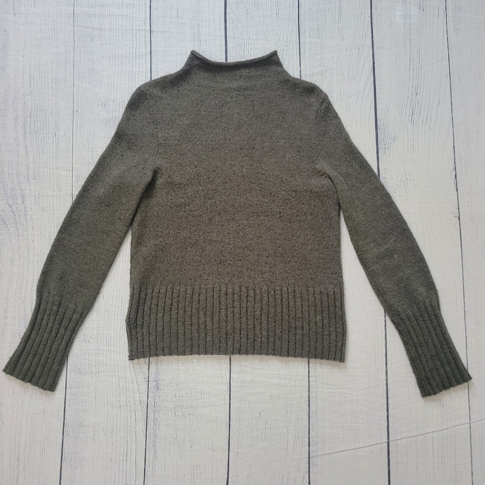 Madewell Size S Mock Neck Knit Sweater Women Forest Green‎ Wool Blend